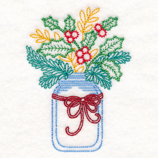 Merry Mason Jar - Holly and Berries