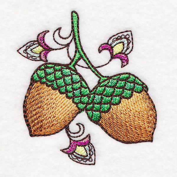 Autumn Jacobean Accent - Acorns