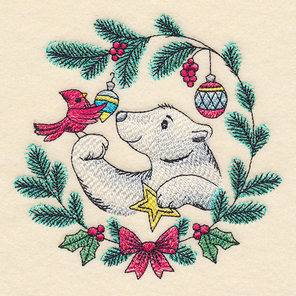 Merry Polar Bear & Cardinal in Watercolor
