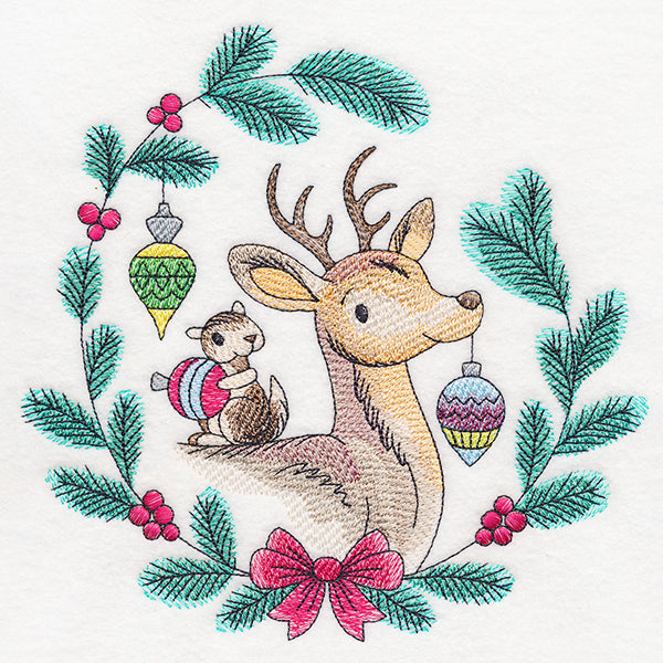 Merry Deer & Chipmunk in Watercolor