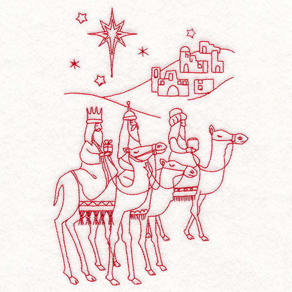 Holy Night Nativity - Three Wise Men (Redwork)