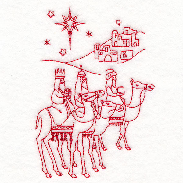 Holy Night Nativity - Three Wise Men (Redwork)