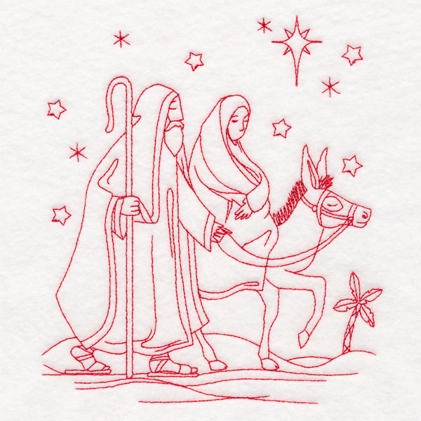 Holy Night Nativity - Mary & Joseph (Redwork)