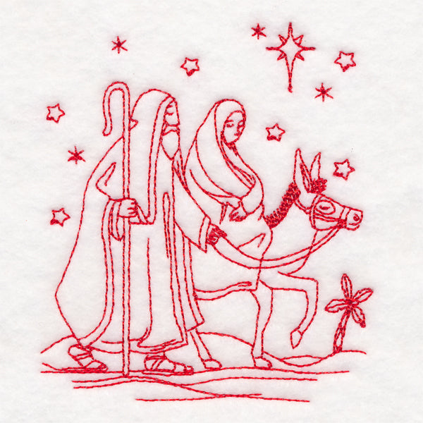 Holy Night Nativity - Mary & Joseph (Redwork)