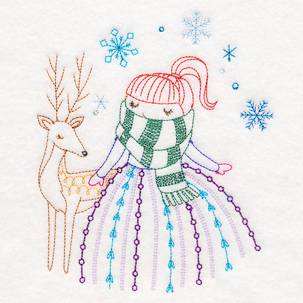 Winter Friends - Girl with Deer
