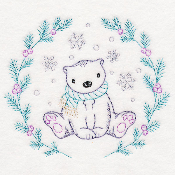 Winter Woodland Wreath - Polar Bear (Vintage)