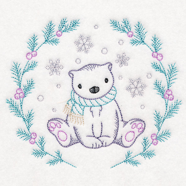 Winter Woodland Wreath - Polar Bear (Vintage)