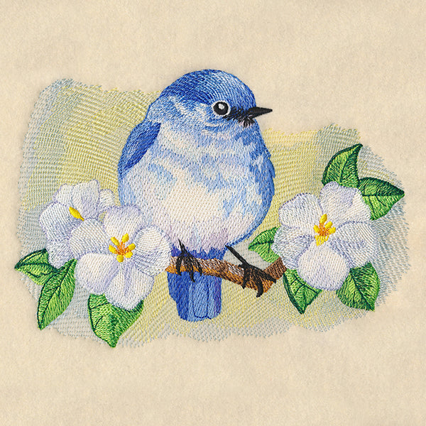 Blossoms & Bluebird in Watercolor