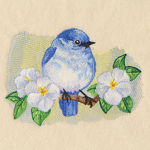 Blossoms & Bluebird in Watercolor