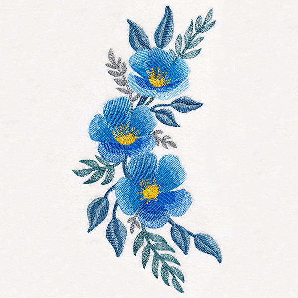 Botanical Blues Flower Spray in Watercolor
