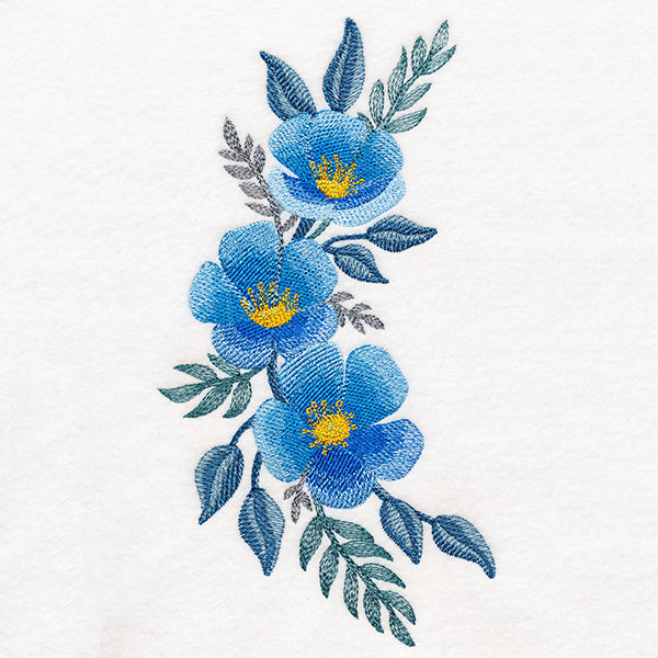 Botanical Blues Flower Spray in Watercolor