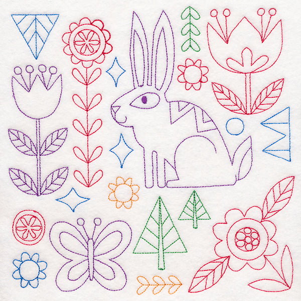 Folk Art Animal Square - Bunny (Vintage)