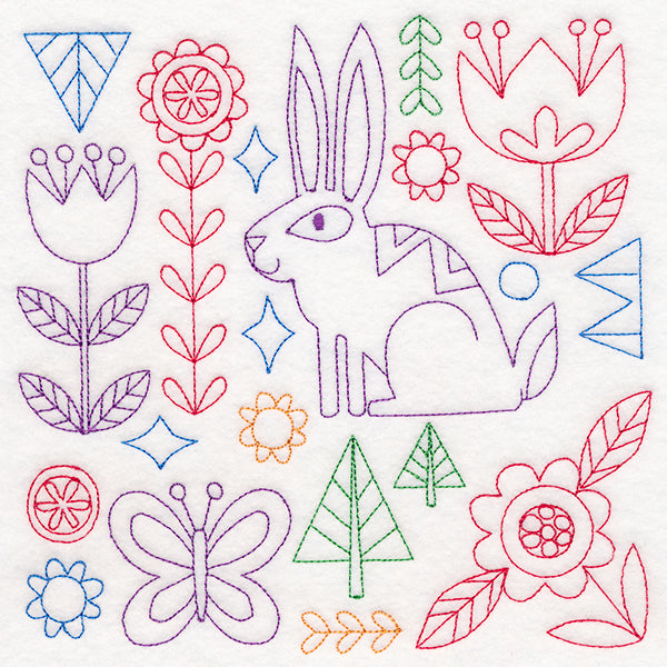 Folk Art Animal Square - Bunny (Vintage)