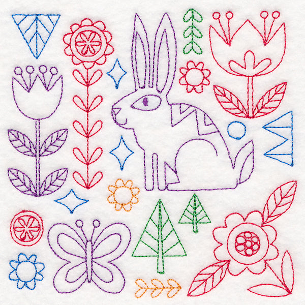 Folk Art Animal Square - Bunny (Vintage)
