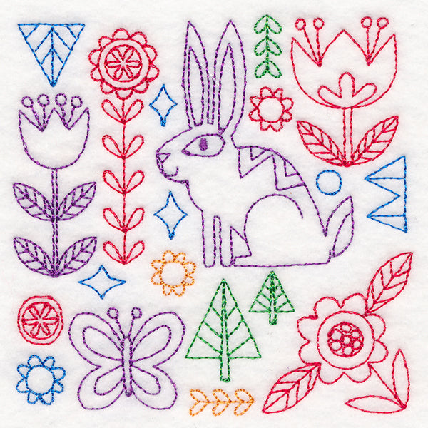 Folk Art Animal Square - Bunny (Vintage)