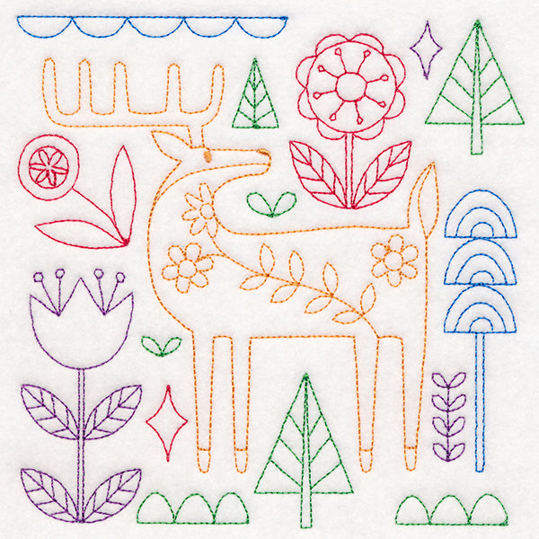 Folk Art Animal Square - Deer (Vintage)