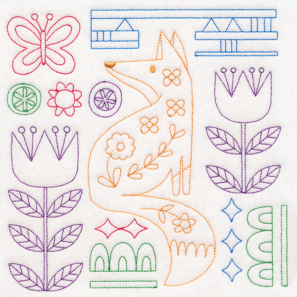 Folk Art Animal Square - Fox (Vintage)