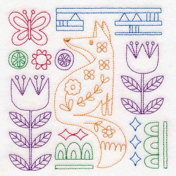 Folk Art Animal Square - Fox (Vintage)