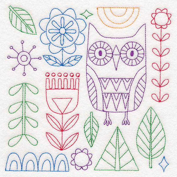 Folk Art Animal Square - Owl (Vintage)