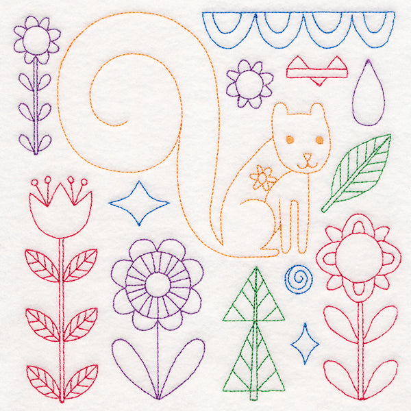 Folk Art Animal Square - Squirrel (Vintage)