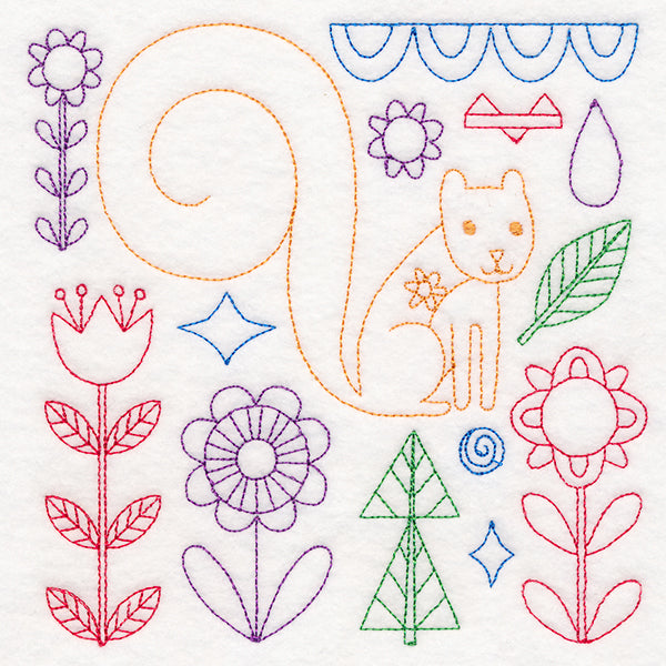 Folk Art Animal Square - Squirrel (Vintage)