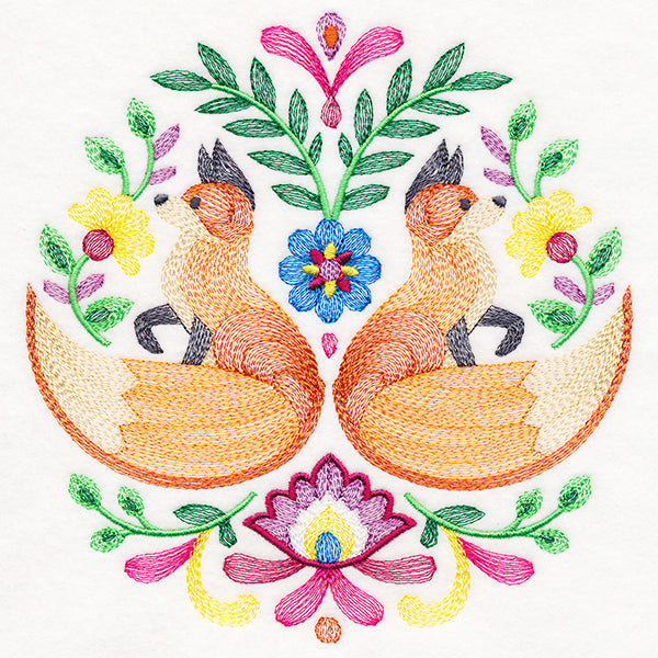 Foxes Folk Art Crest