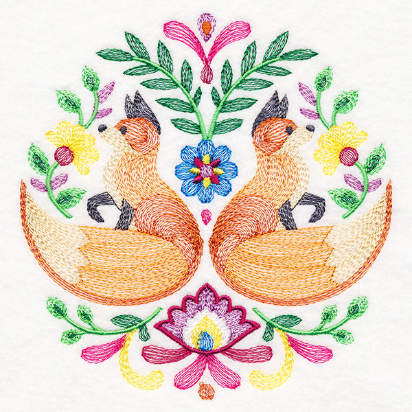 Foxes Folk Art Crest
