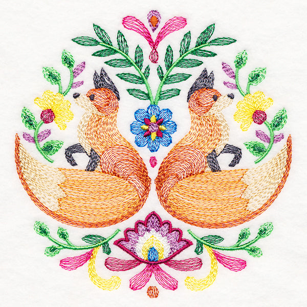 Foxes Folk Art Crest