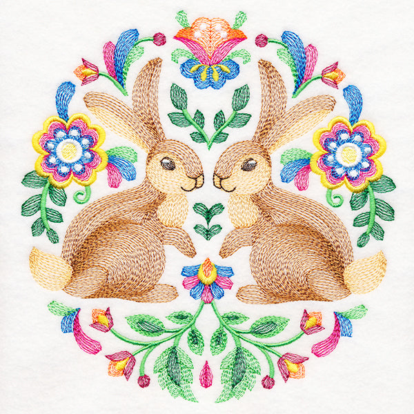 Rabbits Folk Art Crest