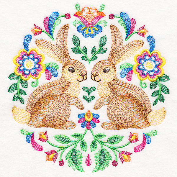 Rabbits Folk Art Crest