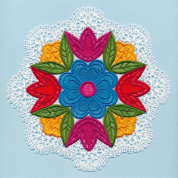 Folk Flowers Lace Doily (Freestanding)