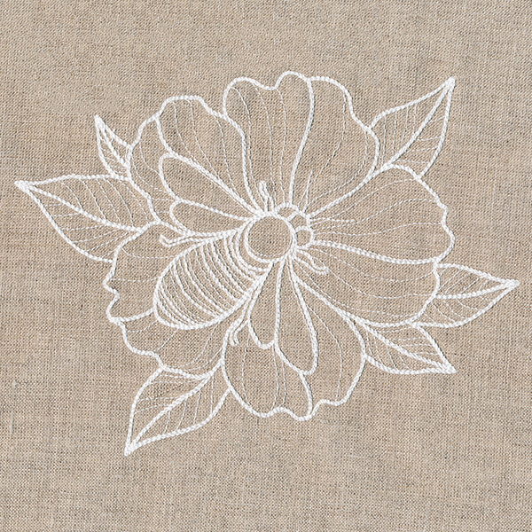 Rustic Garden Bumblebee and Hollyhock