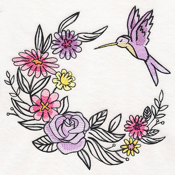 Fanciful Flutters Hummingbird Wreath in Watercolor