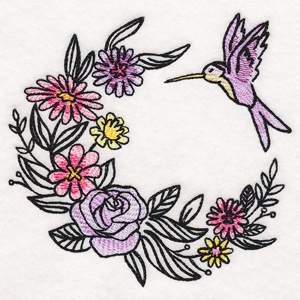 Fanciful Flutters Hummingbird Wreath in Watercolor