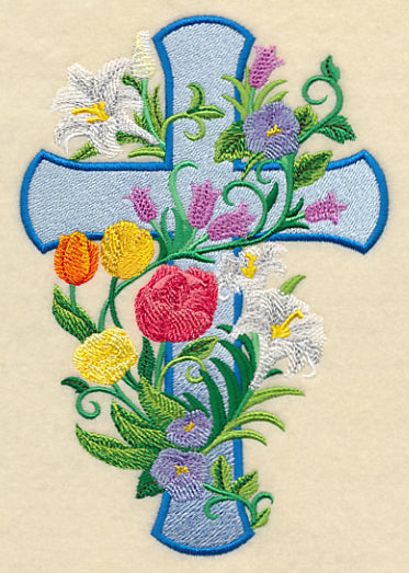Cross and Spring Flowers