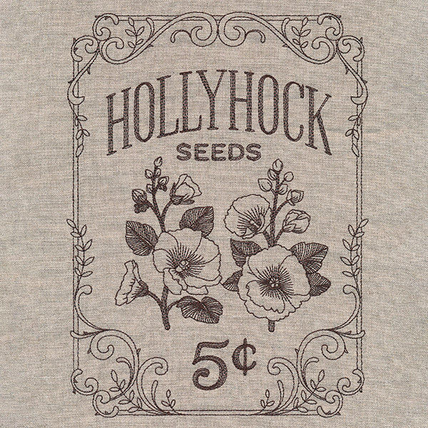 Flower Garden Seed Packet - Hollyhocks