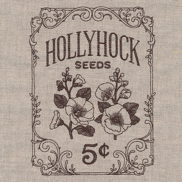 Flower Garden Seed Packet - Hollyhocks