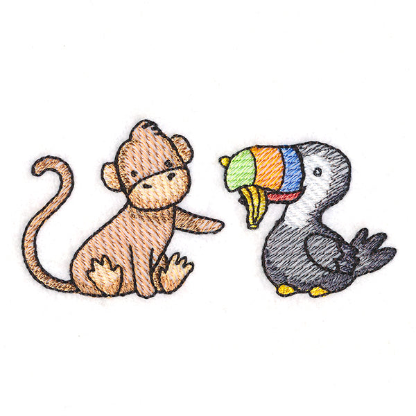 Playful Toucan and Monkey