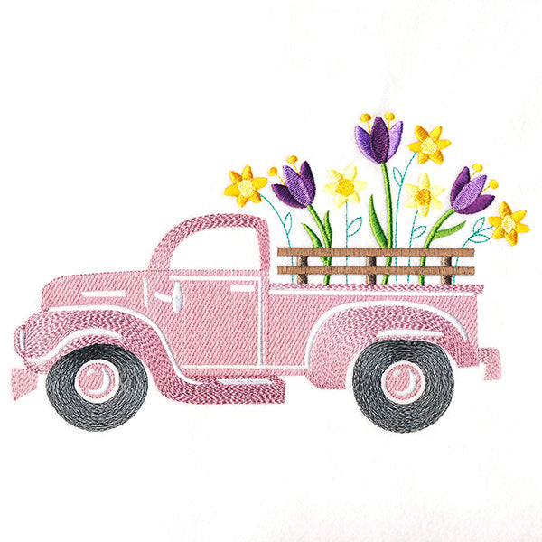 Retro Crocus Flower Truck