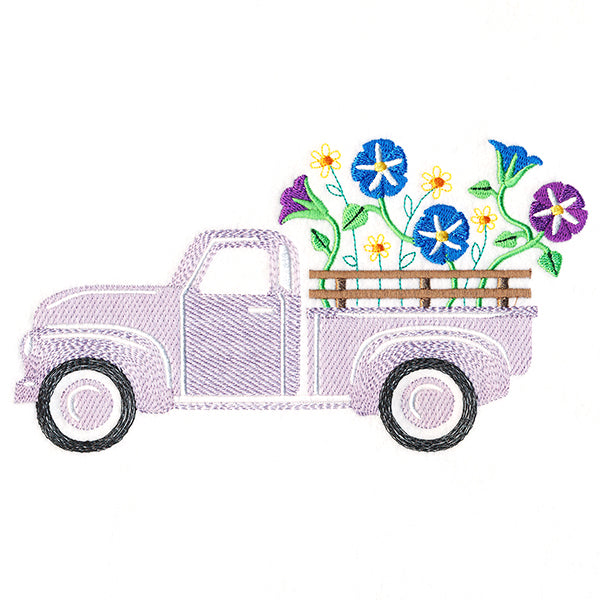 Retro Morning Glory Flower Truck
