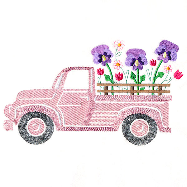 Retro Pansy Flower Truck