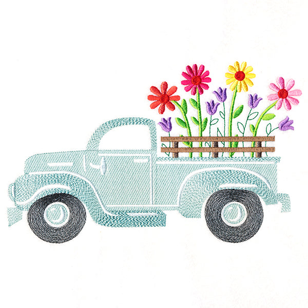 Retro Daisy Flower Truck