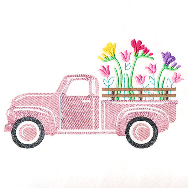 Retro Freesia Flower Truck