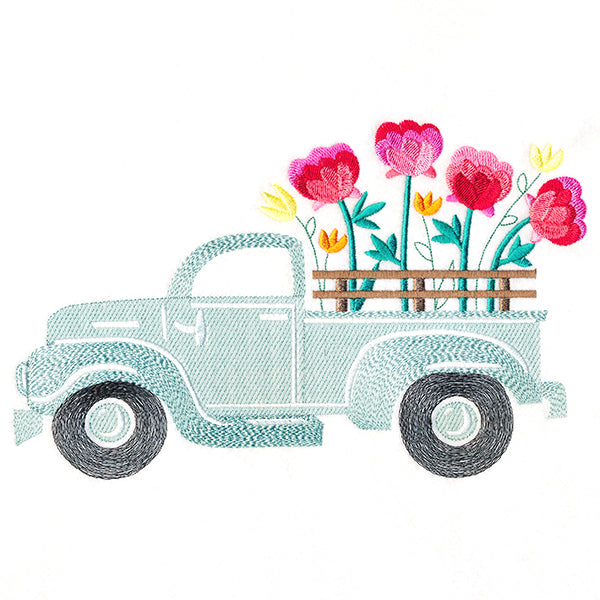 Retro Peony Flower Truck