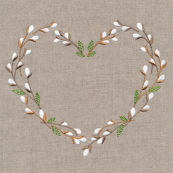 Delicate Pussy Willow Heart Wreath