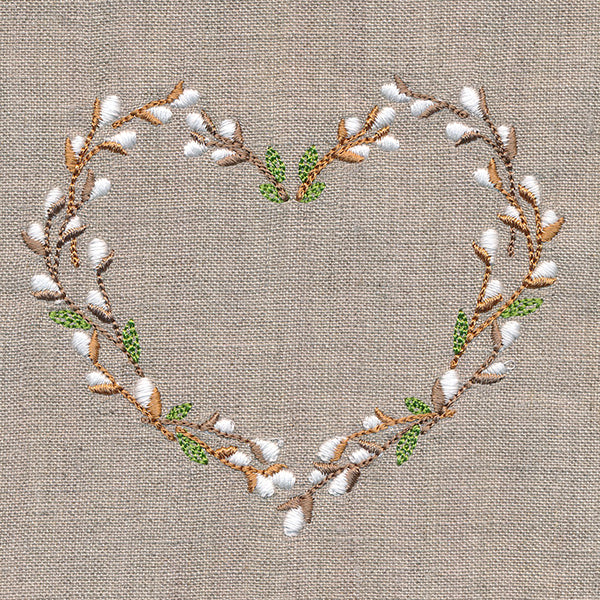 Delicate Pussy Willow Heart Wreath