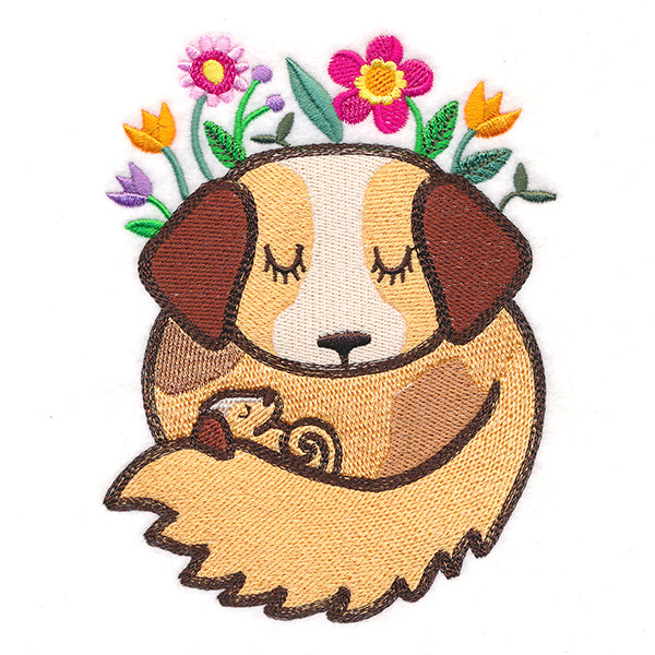 Snuggling Woodland Dogs