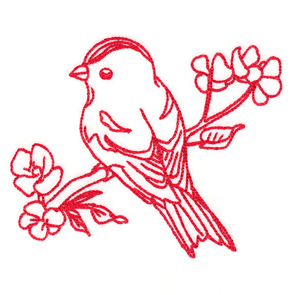 Birds & Blooms Goldfinch (Redwork)