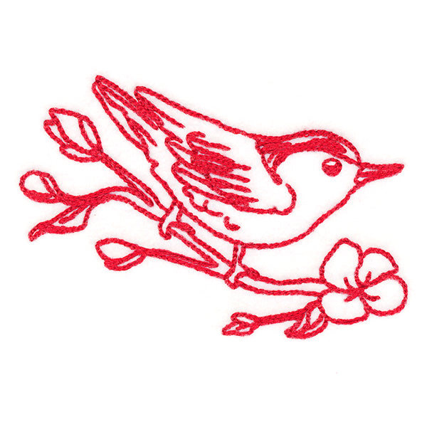 Birds & Blooms Nuthatch (Redwork)