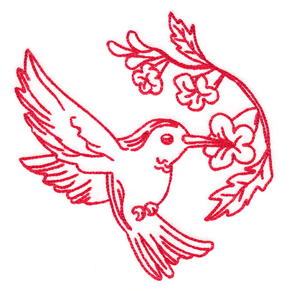 Birds & Blooms Hummingbird (Redwork)